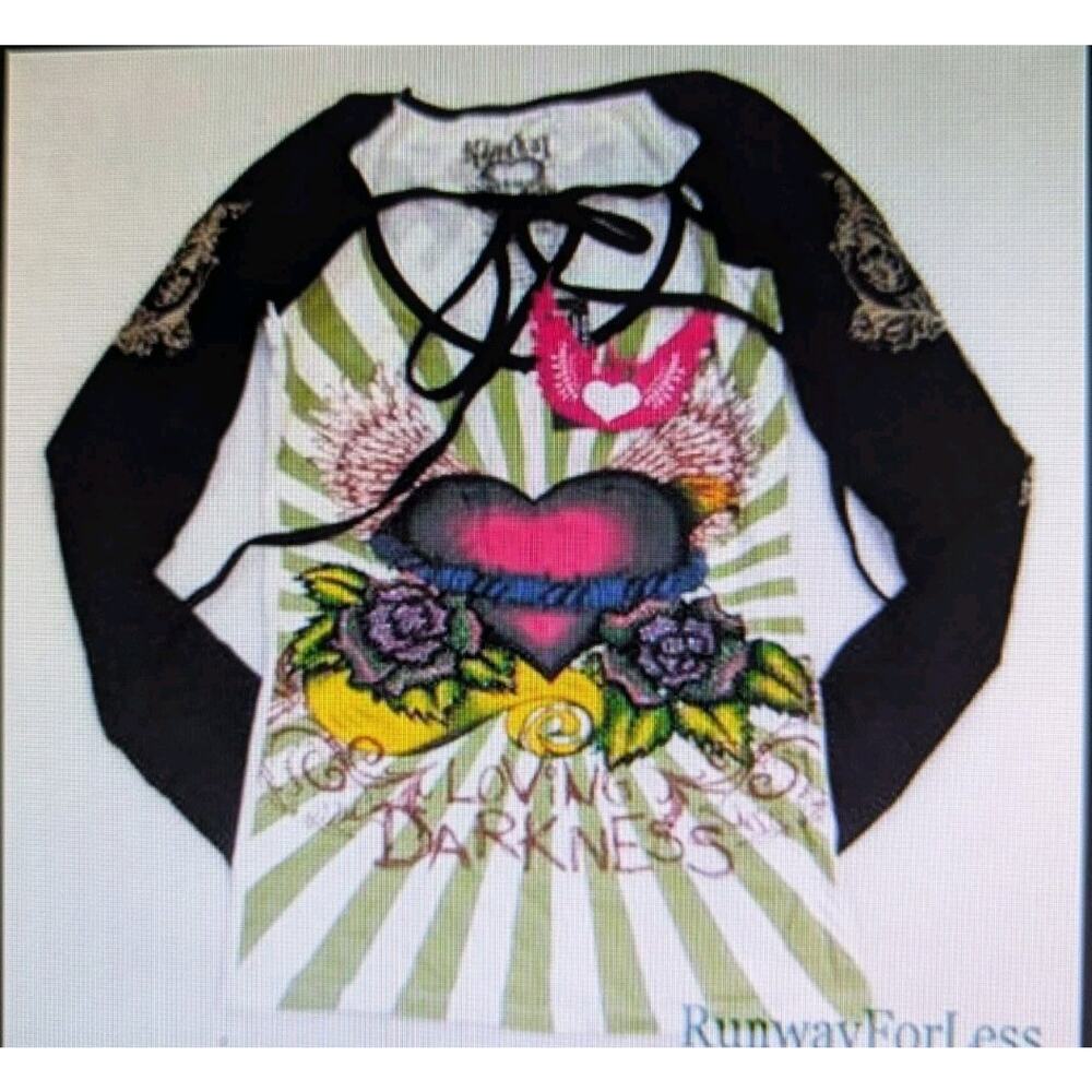 KIMIKAL Loving Darkness Flower Bling Tshirt T-shirt S Small New